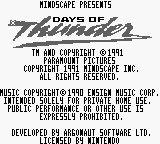 Игра Days of Thunder (Game Boy - gb)