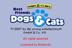 Обложка игры Paws & Claws - Best Friends - Dogs & Cats ( - gba)