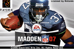 Обложка игры Madden NFL 07 ( - gba)